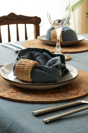 Cork Placemats | Twist Black | Round