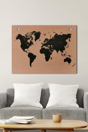 World Map Cork Notice Board